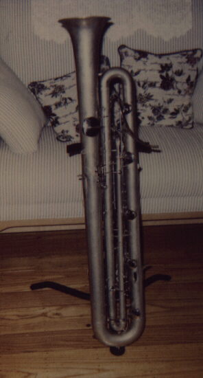 Eb contrabass sarrusophone on the Fox contra stand