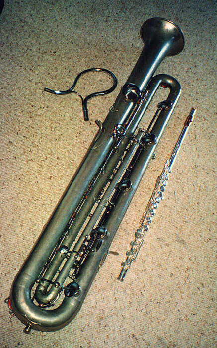 Eb contrabass sarrusophone(with C flute for scale)